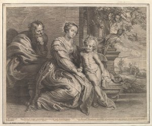 Sacra Famiglia con pappagallo da Schelte Adamsz. Bolswert