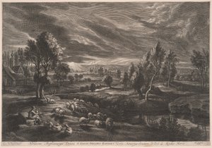 Paesaggio con pecore, da I piccoli paesaggi da Schelte Adamsz. Bolswert