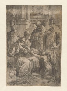 Maria con Bambino, il giovane Giovanni Battista e santi da Schiavone