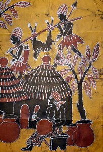 Tessuto realizzato con tecnica batik, artigianato del Togo da School African