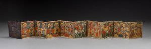 Sensul (icone pieghevoli) con custodia originale in pelle goffrata da School African