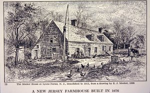 Fattoria del New Jersey costruita nel 1676, da un disegno del 1886 di E. J. Meeker da School American