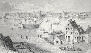 Il traghetto, New York, c.1750 da School American