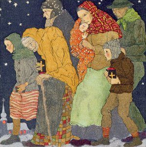 Passeggiata verso la chiesa, vigilia di Natale, 1910 circa, da 