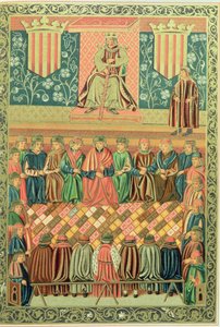 Re Giacomo I il Conquistatore che presiede le Cortes di Lleida nel marzo 1242, da un manoscritto delle 