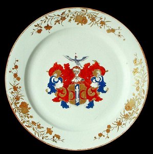 Un piatto di porcellana cinese Imari con le armi di Valckenier di Amsterdam, c.1750 da School Chinese