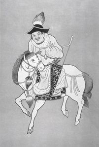 Un arciere a cavallo mongolo, da un disegno cinese da School Chinese