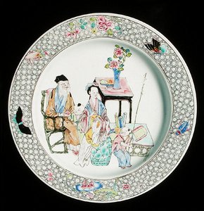 Un piatto di porcellana famille rose, c.1730 da School Chinese