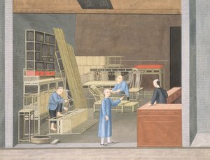 Negozio di mobili in bambù (gouache e acquerello su carta) da School Chinese
