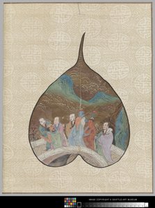 Foglia di Bodhi con pittura di Luohan