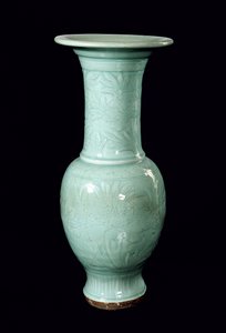 Vaso smaltato celadon, Dinastia Yuan (1260-1368) da School Chinese