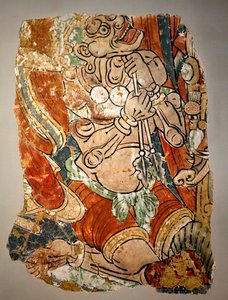 Mostro Demiac. Replica di un frammento di un muro dipinto dalla Grotta 15 di Bezeklik, Tourfan (Cina).