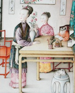 Dettaglio di un pannello imperiale di Canton, periodo Qianlong da School Chinese