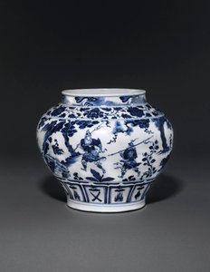 Vaso blu e bianco eccezionalmente raro e importante, dinastia Yuan, metà XIV secolo da School Chinese