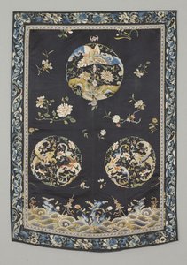 Arazzo, c.1750-1800 (Seta con ricamo (punto satin), coloranti naturali e sintetici) da School Chinese