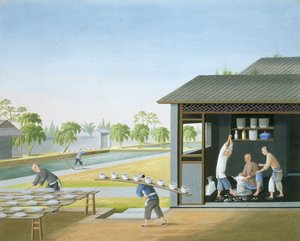 Fabbricazione di porcellana, Cina, 1820 circa (gouache su carta) da School Chinese