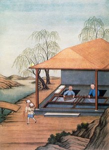 Vecchio mulino di carta, stampa a colori, Cina
