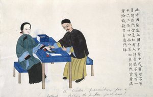 Misurazione del polso, da un album di scene di vita in Cina