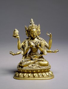 Usnisavijaya seduto, dinastia Qing (bronzo con doratura e malachite) da School Chinese