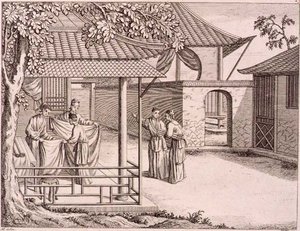 Vendita della seta dopo la tessitura, Cina, fine XVIII secolo da School Chinese