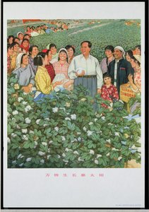 "Diecimila prodotti crescono, grazie al sole", poster di propaganda della Rivoluzione Culturale Cinese da School Chinese