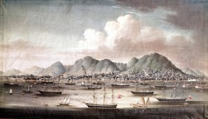 Il porto di Hong Kong, metà del XIX secolo, pittura cinese anonima da School Chinese