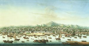 Veduta di Canton, 1800 circa (acquerello e gouache su carta) da School Chinese