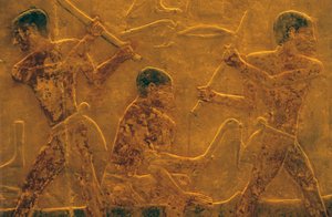 Antico Egitto, Incisione/pittura murale, Mastaba/Tomba di Ti, Saqqara, V dinastia, Costruzione di navi