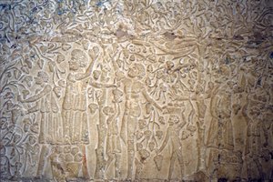 Antico Egitto, Incisione/Pittura murale, Tomba di Petosiris, Tuna el Gebel, 300 a.C., Raccolta dell