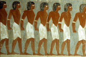 Antico Egitto, pittura murale, prigionieri legati, pittura incompleta, tomba di Horemheb da School Egyptian