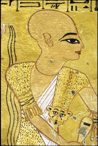 Antico Egitto, Pittura murale Tomba di Inherkhau, Tebe, Tomba dei Nobili, XX dinastia, Un sacerdote che versa libagioni per Inherkhau da School Egyptian