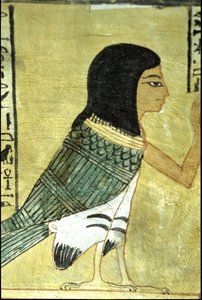 Antico Egitto, pittura murale Tomba di Inherkhau, Tebe, Tomba dei Nobili, XX dinastia, Ba o anima di Inherkhau da School Egyptian