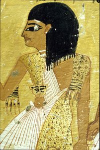 Antico Egitto, Pittura murale Tomba di Inherkhau, Tebe, Tomba dei Nobili, XX dinastia, Inherkhau con pelle di leopardo da School Egyptian