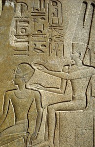 Antico Egitto, Pittura/scultura murale, Hatshepsut benedetta da Amon Ra, Tempio di Karnak, Luxor da School Egyptian