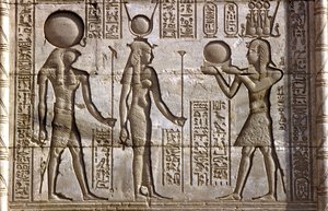 Antico Egitto, Pittura/scultura murale, Horus e Iside ricevono un