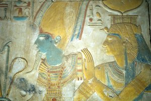 Antico Egitto, Pittura/Scultura murale, Iside e Osiride, Tempio di Seti I, Abido da School Egyptian