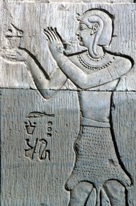 Antico Egitto, Pittura/scultura murale, Sacerdote che indossa una pelle di leopardo, offre incenso, Tempio di Sebek e Horus Kom Ombo da School Egyptian