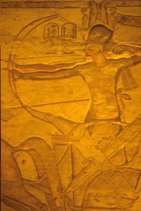 Antico Egitto, Pittura/Scultura murale, Ramesse II nel suo carro alla battaglia di Kadesh, Tempio di Ramesse II e Nefertari, Abu Simbel da School Egyptian