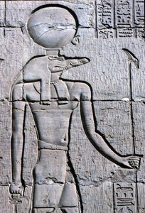Antico Egitto, dipinto murale/scultura, Sebek che porta un ankh