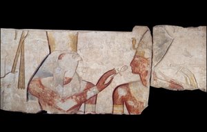 Arte egizia antica: il re Ramses II viene presentato alle divinità Horus, Amon e Hathor da School Egyptian