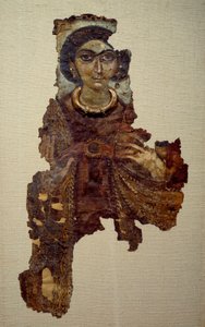 Arte copta: sudario di donna chiamata signora con la croce ansee. Dipinto su tela di lino (IV secolo d.C.) Antinoe da School Egyptian
