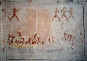 Antichità egizia: una barca a vela. Rilievo in calcare dalla Cappella della Mastaba di Akhethetep a Saqqara. V dinastia (circa 2500-2350 a.C.) 2300 a.C. Parigi, Museo del Louvre da School Egyptian
