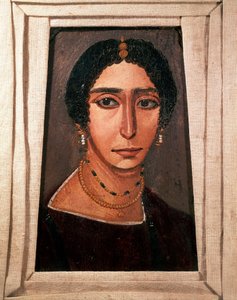 Antichità egizia: ritratto funerario di una donna. Pittura su legno. II o III secolo. Da Fayum (Fayum) in Egitto. Parigi, Museo del Louvre da School Egyptian