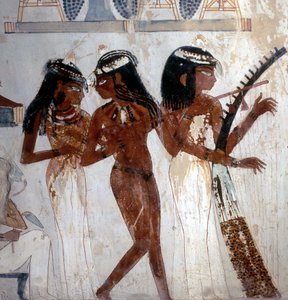Luxor Tebe: Necropoli dei Nobili, tomba di Nakht (XVIII dinastia), musicisti. Valle dei Nobili