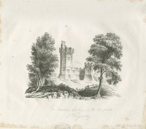 Biddulph - Alloggio dei guardiani a Knypersley Park: incisione da School English