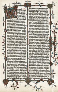 Copia di una pagina del Vangelo di San Marco, traduzione di Wycliffe della Bibbia in inglese nel 1400 circa (stampa) da School English