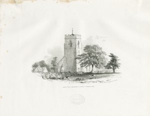 Chiesa di Drayton Bassett: litografia (vignettata), nd [c 1825-30] da School English