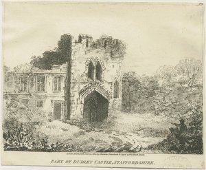 Castello di Dudley - La casa del portone: litografia, nd [c 1801]