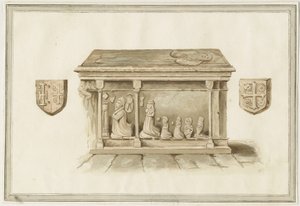 Chiesa di Eccleshall - Tomba del Vescovo Bentham (acquerello, nd 19° sec) da School English