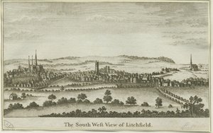 Lichfield - Vista sud-ovest: incisione su rame, nd [fine XVIII sec]